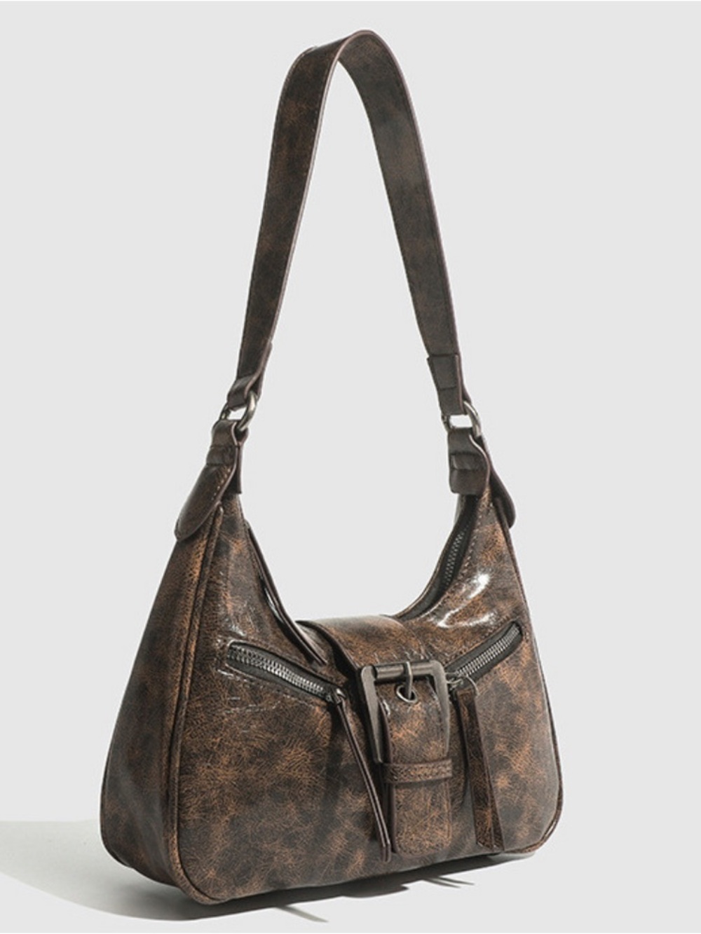 NFS!! Y2K distressed leather zipper shoulder bag